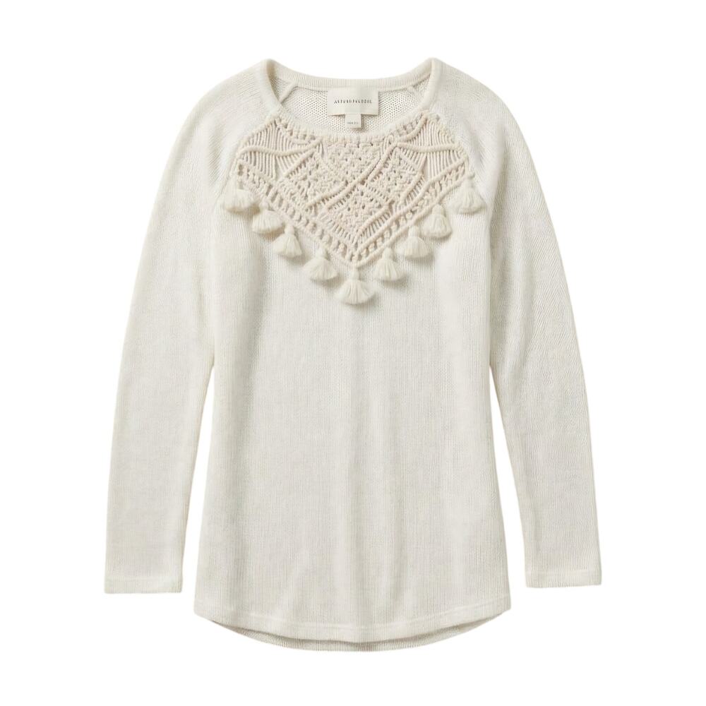 Anthropologie Floreat Macrame Sweater White XS